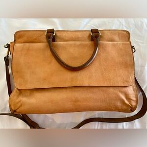 Carbon2Cobalt Tan Leather Men's Briefcase
